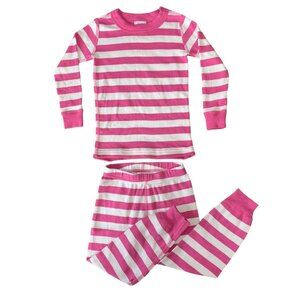 HANNA ANDERSSON Girls Long John Pajamas Size 3 3T 90 Organic PJs Pink Stripes